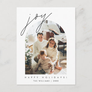 Glädje, God Jul Familjefoto Modern överlagring Vykort