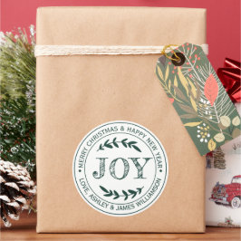 GLÄDJE God Jul Meddelande Presentetikett Runt Klistermärke