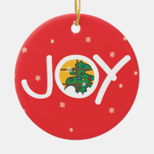Glädje - god jul rundar den röda prydnaden julgransprydnad keramik