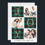 GLÄDJE | Grön Karo Foto Collage Julkort<br><div class="desc">Sprid dina höjdljudande semesterönskningar med dessa fotokollagekort som har en trendig grön buffeloxcheck och en JOY-typografi. Det är lätt att anpassa så att det blir unikt för dig.</div>