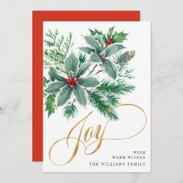 GLÄDJE Holly Bär Buske Julhälsning Julkort