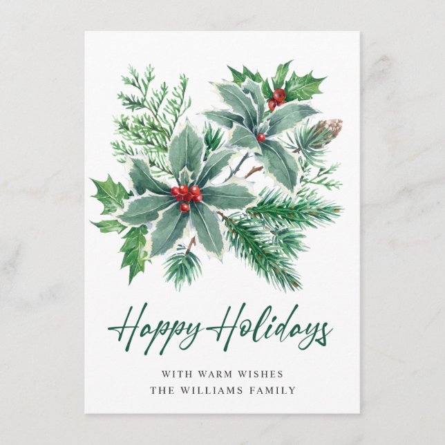 GLÄDJE Holly Bär Gren Julhälsning Julkort (Framsida)