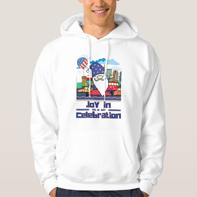 Glädje i 4 juli-firande hoodie (Framsida)