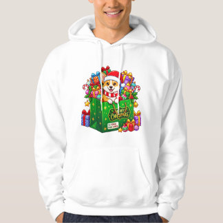 Glädje i Corgi Julklappspåse Hoodie