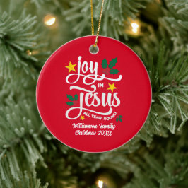 GLÄDJE I JESUS Familjenamn Kristet jul Julgransprydnad Keramik