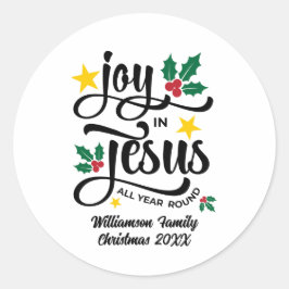 Glädje i Jesus kristen jul familjenamn Runt Klistermärke