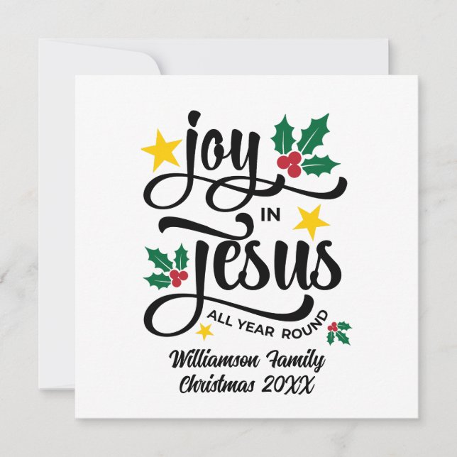 Glädje i Jesus Kristi jul familjenamn  Julkort (Framsida)