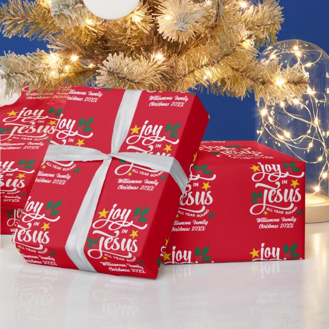 Glädje i Jesus Kristi jul familjenamn  Presentpapper (Helgdagar)
