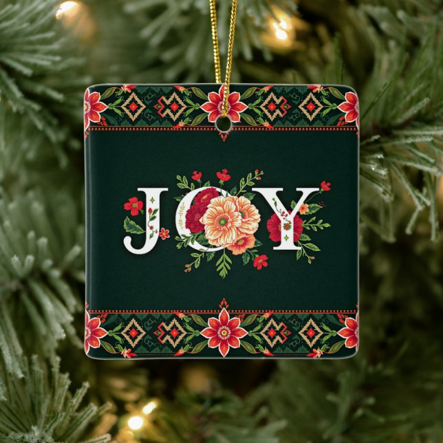 GLÄDJE jul blomsterkant Julgransprydnad Keramik (Träd)