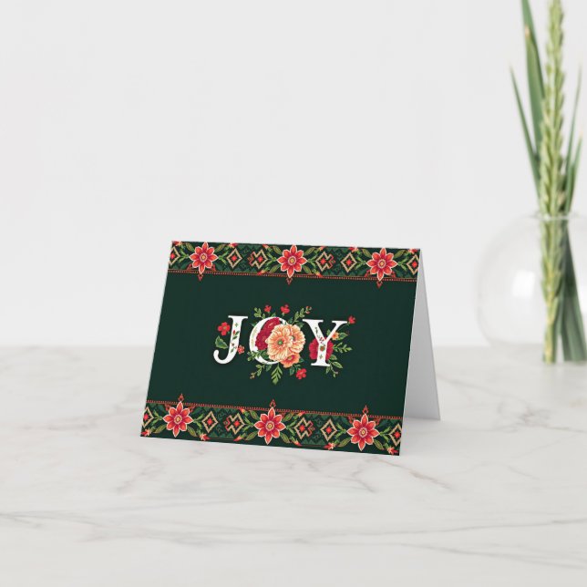 GLÄDJE jul blomsterkant Kort (Framsida)