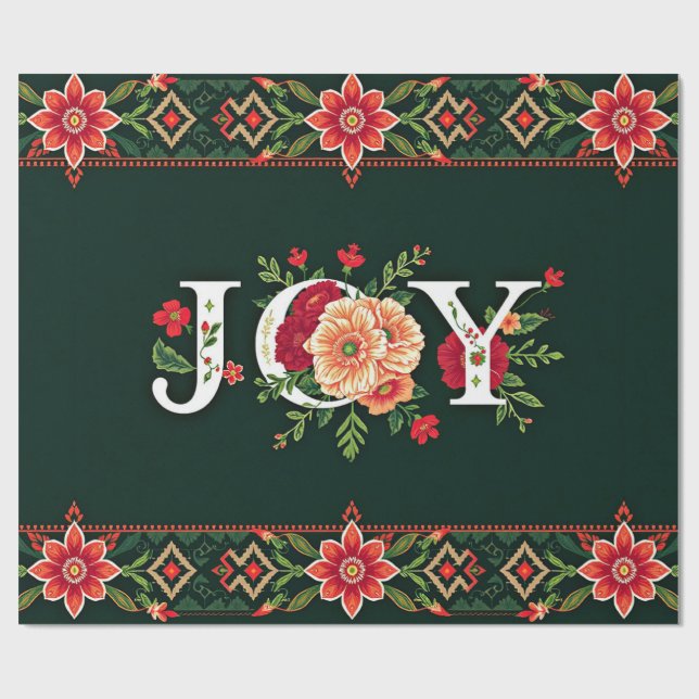 GLÄDJE jul blomsterkant Presentpapper (Platt)