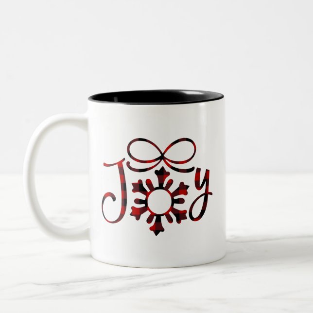Glädje jul glädje till världen glädjerik glad jul Två-Tonad mugg (Vänster)