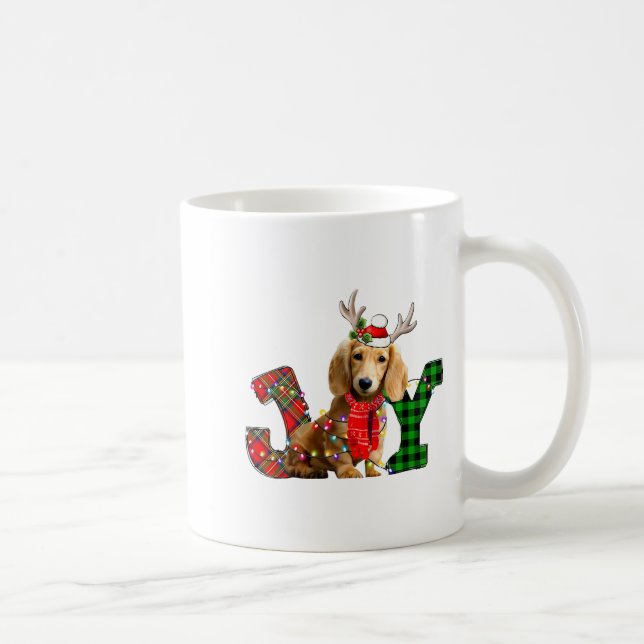 Glädje julbelysning långhårig dachshund hund jul kaffemugg (Höger)