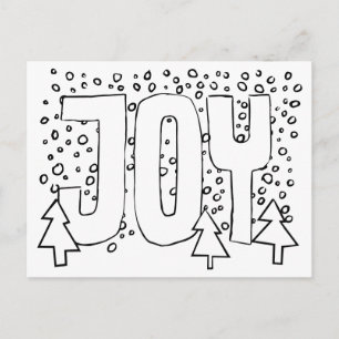 Glädje Julkort, Färg-Det-Själv, Snöig Tall Vykort