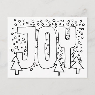 Glädje Julkort, Färg-Det-Själv, Snöig Tall Vykort