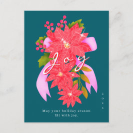 Glädje julpoinsettia teal helg vykort