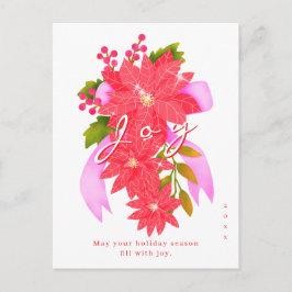 Glädje julpoinsettia vit helg vykort
