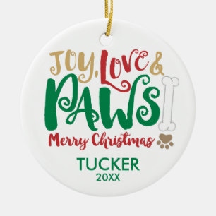 Glädje Kärlek PAWS Hund God Jul Ornament