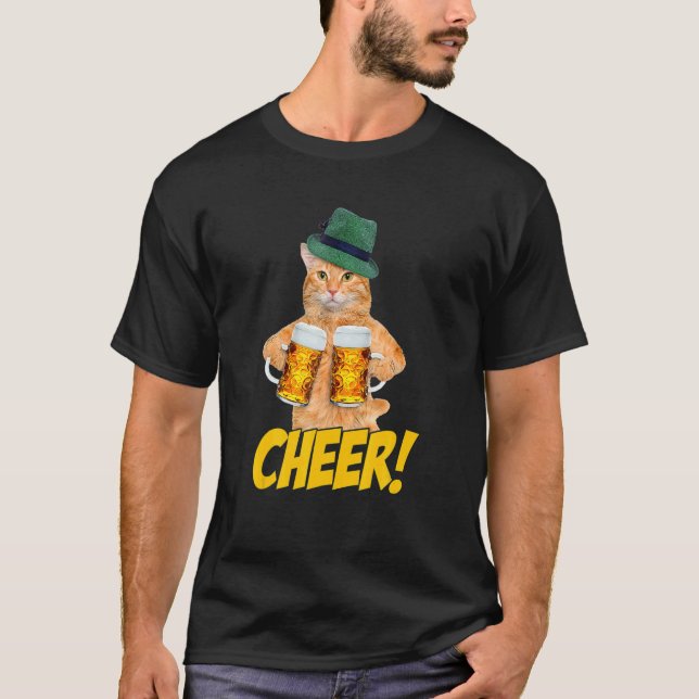 Glädje  Katt Öl  Katt Dricker Öl T Shirt (Framsida)