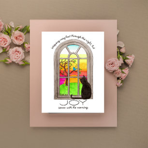 Glädje Kommer På Morgonen Inspirerande Vykort