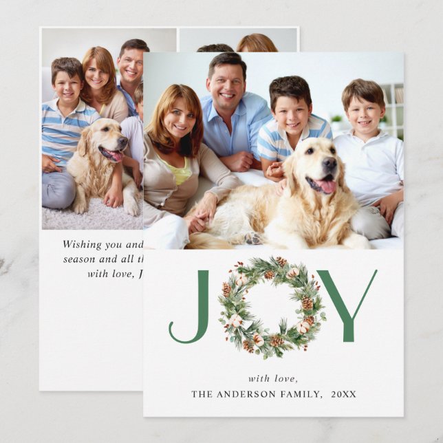 GLÄDJE Kottar Gran Krans Jul 4 FOTO Julkort (Fram/baksida)