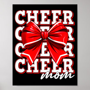 Glädje Mam Cheerleader Bow Största Fan Rött Lag Poster