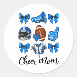 Glädje Mamma Blå Kvinnor Cheerleading Fotll Coquet Runt Klistermärke