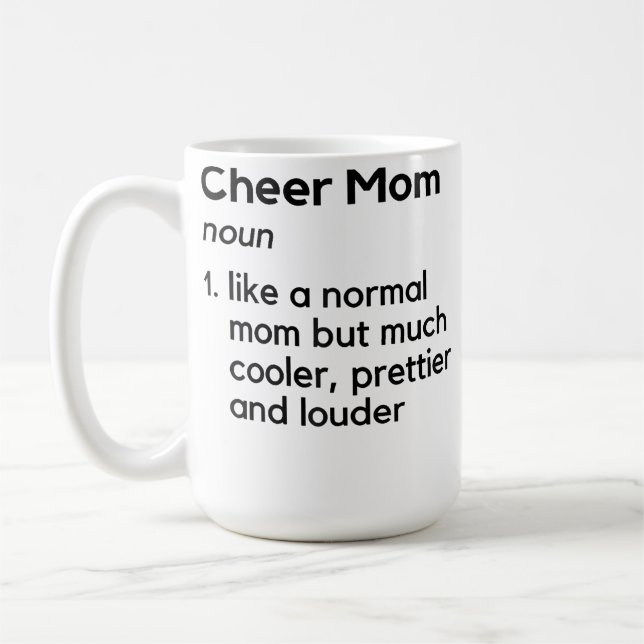 Glädje Mammas Definition Cheerleading Vit Kaffemugg (Vänster)