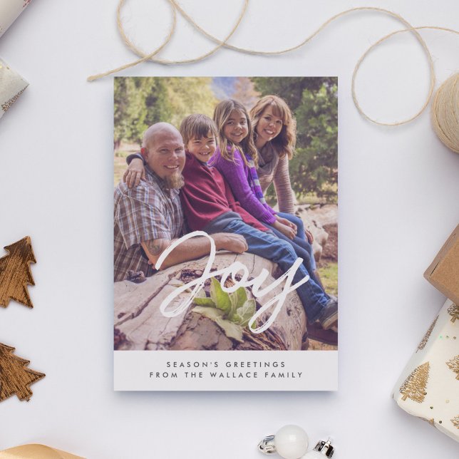 Glädje Modern typografi Jul Familjefoto Julkort (Skapare uppladdad)