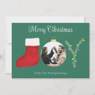 GLADJE Modern typografi vattenfärg jul grön Julkort