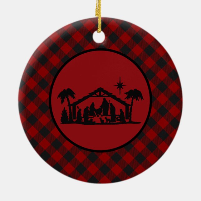 Glädje Nativity randig Julgransprydnad Keramik (Baksidan)