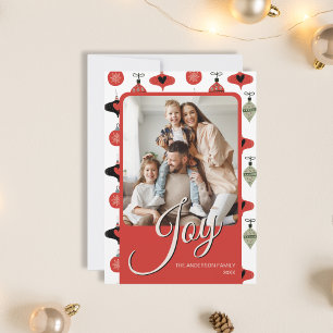 Glädje Personliga Familjefoto Jul Röd Julkort