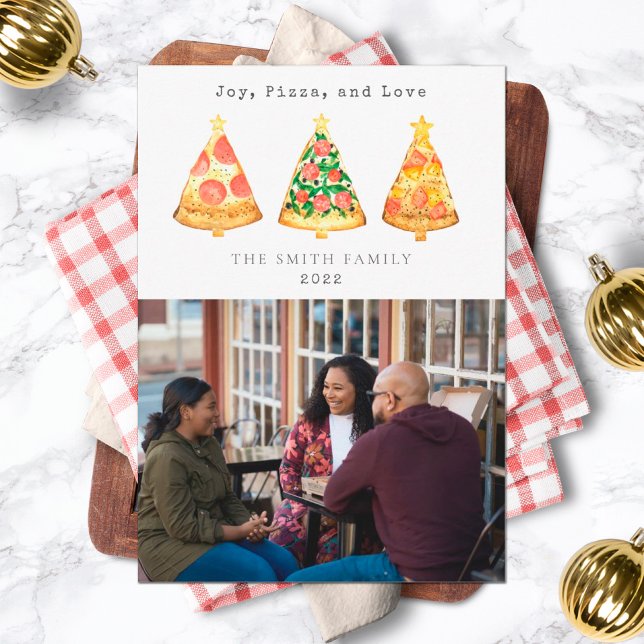 Glädje Pizza Kärlek Jul Familjefoto Julkort (Skapare uppladdad)