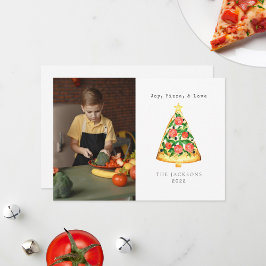 Glädje Pizza Kärlek Jul Foto Familj Holiday Kort
