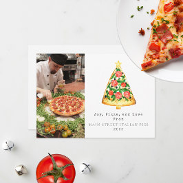 Glädje Pizza Kärlek Jul Italiensk Restaurang Foto Julkort