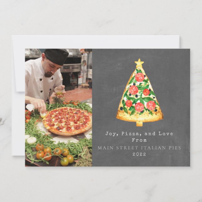 Glädje Pizza Kärlek Jul Italiensk Svart Taffel Fot Julkort (Framsida)