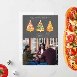 Glädje Pizza Kärlek Jul Kritskrift Foto Julkort
