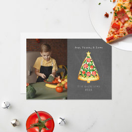 Glädje Pizza Kärlek Kritskrifts Foto Julkort
