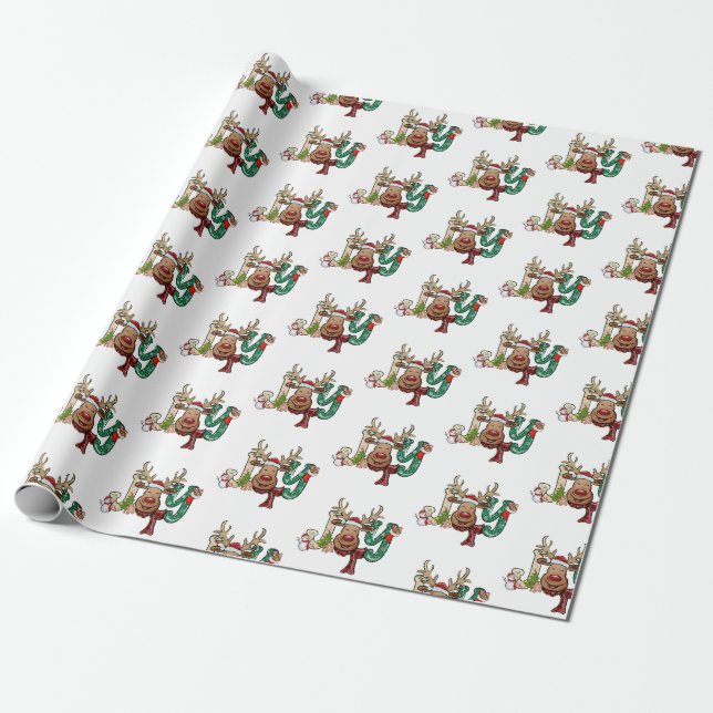Glädje Ren Kul Jul Semester  Presentpapper (Utrullad)