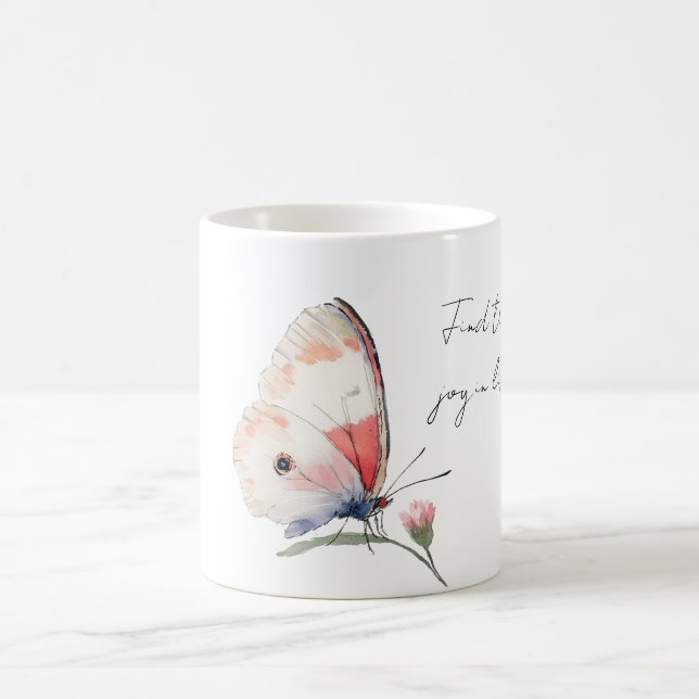 Glädje Rosa Fjäril Kaffemugg (Center)
