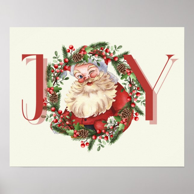 GLÄDJE Santa jul väggkonst dekoration affisch (Framsidan)