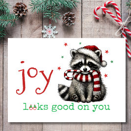 Glädje Ser Bra Ut På Dig Cute Tvättbjörn Jul Helgkort