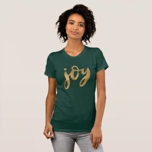 Glädje skrivar grön beställnings- jul för guld tee shirt