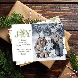Glädje Snöflinga Mönster Familj Foto Jul Julkort
