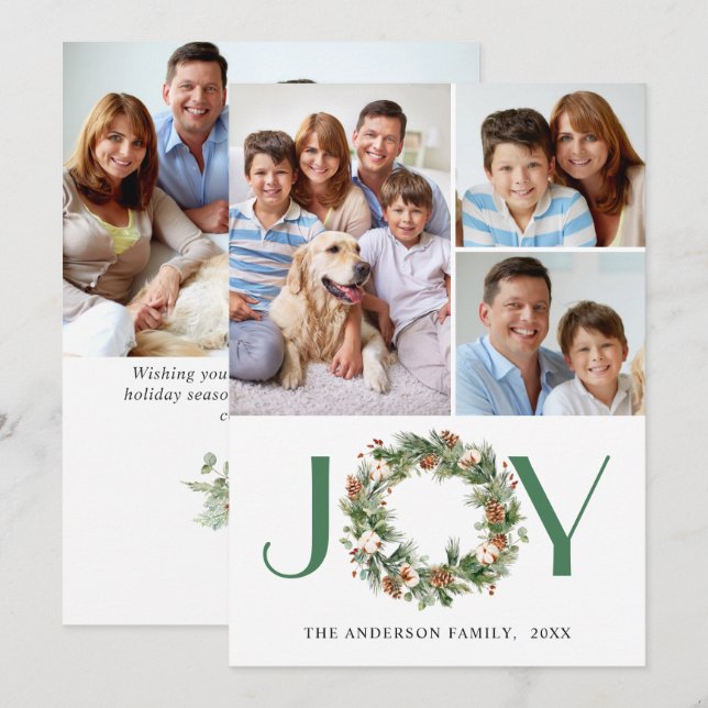 GLÄDJE Tallkottar Gran Krans Jul 4 FOTO Julkort (Fram/baksida)