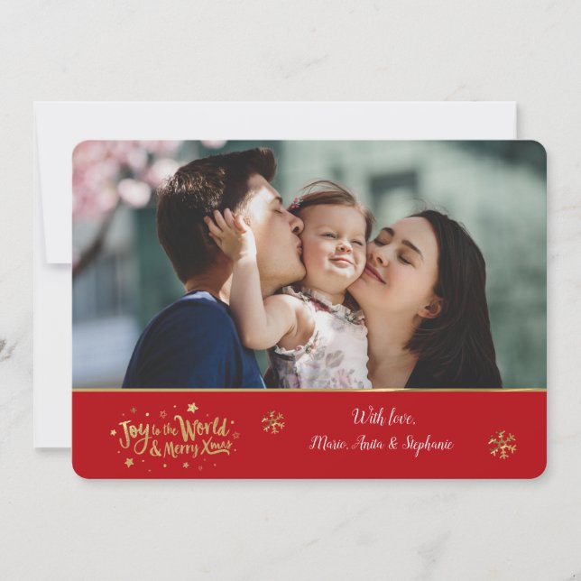 Glädje till världen Foto Julkort Inbjudningar (Framsida)