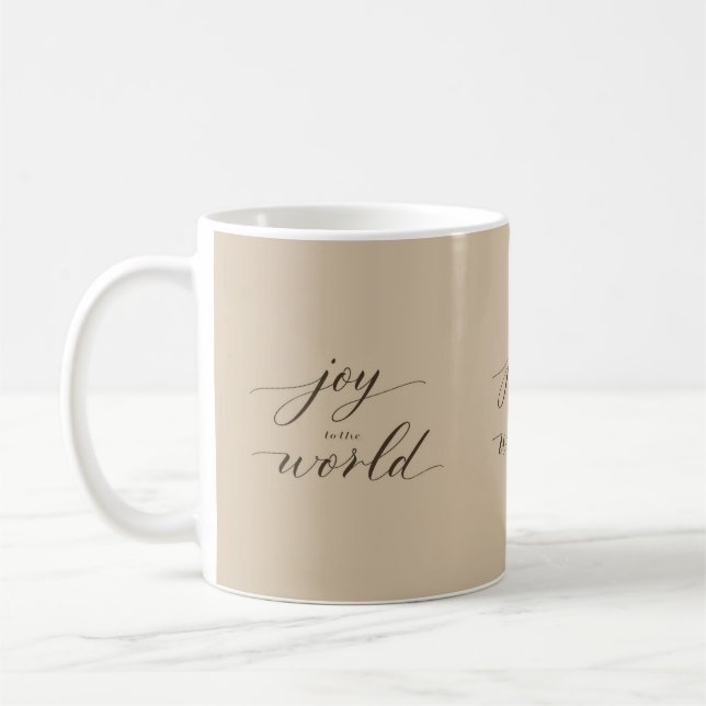 Glädje till världen Minimal julskriptmugg Kaffemugg (Vänster)
