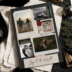 Glädje till världen Resa Collage Familjefoto Julkort