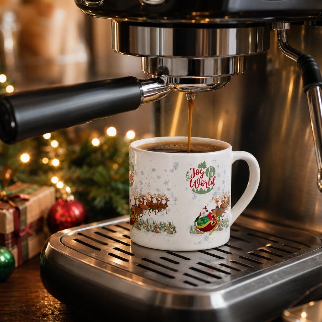 Glädje till världen Santa släde jul espresso  Espressomugg (Skapare uppladdad)