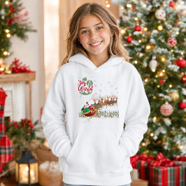 Glädje till världen Santa släde tjejer jul T Shirt